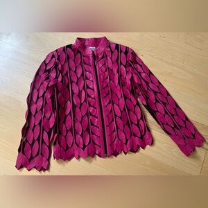 Natto Pink and Black Leaf Pattern Jacket